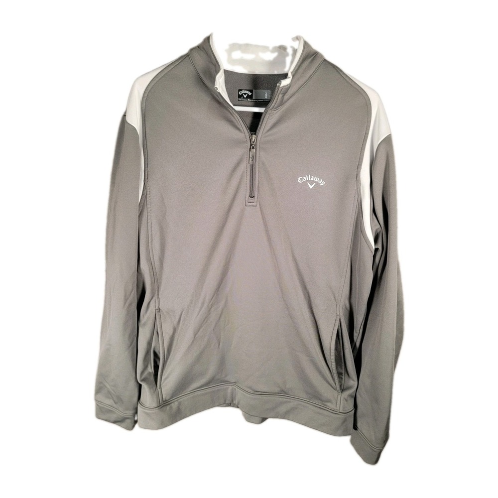 Callaway Golf Pullover Mens L Gray Fleece Lined 1/4 Zip Sweatshirt Sweater Top